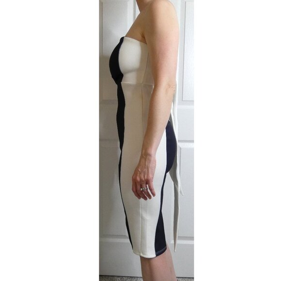 asos Prom Dress Womens 4 Black White Strapless Stretchy Silhouette Bombshell NWT - Picture 6 of 12